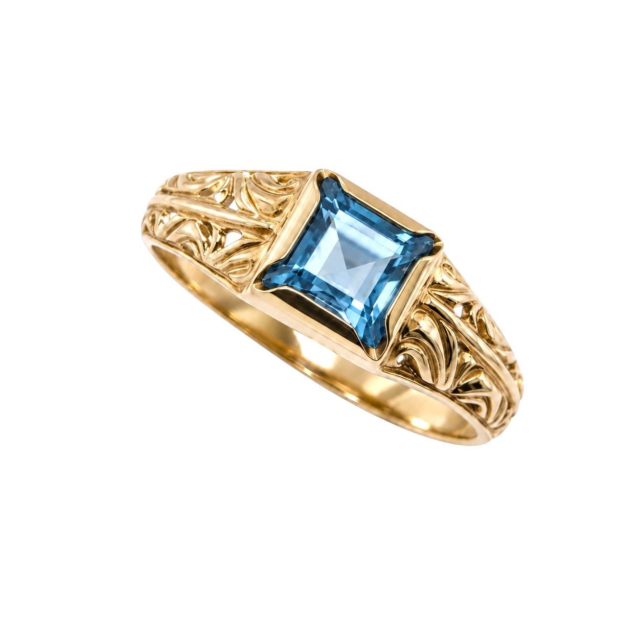Sogni d'oro Goldring mit Blautopas, Gelbgold 375
