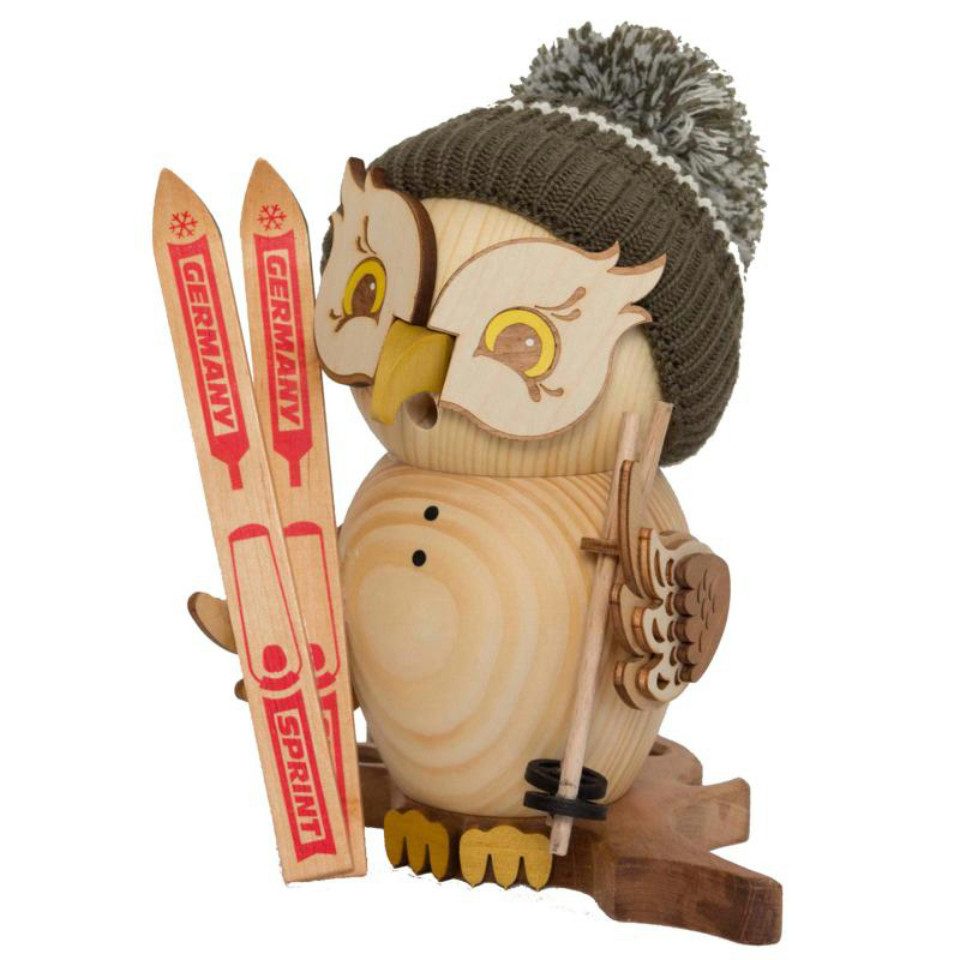 Kuhnert Weihnachtsfigur Kuhnert Räucherfigur Eule Skifahrer (1 St)
