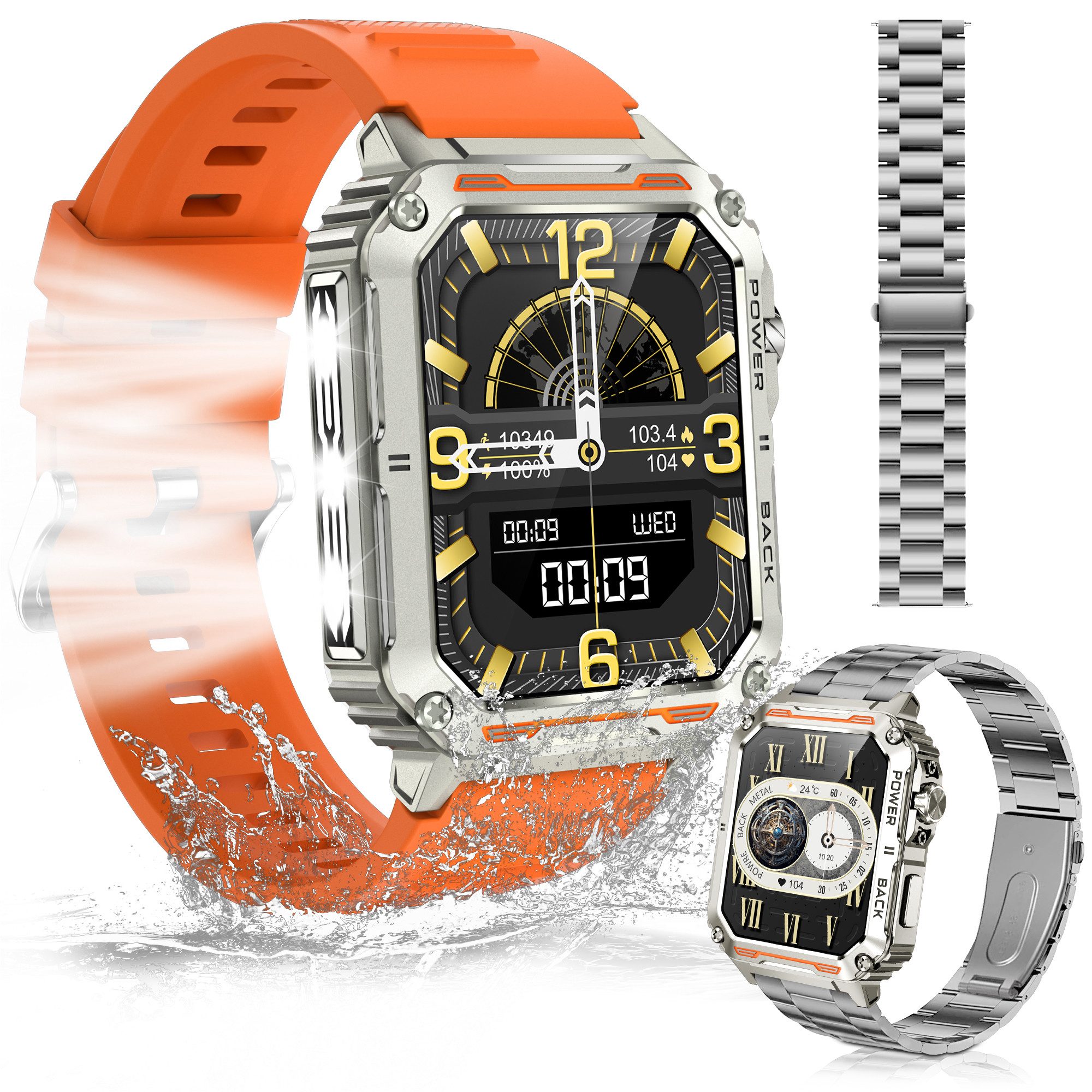 Smartwatch,Fitness Tracker uhr für Damen Herren mit Telefonfunktion Smartwatch
