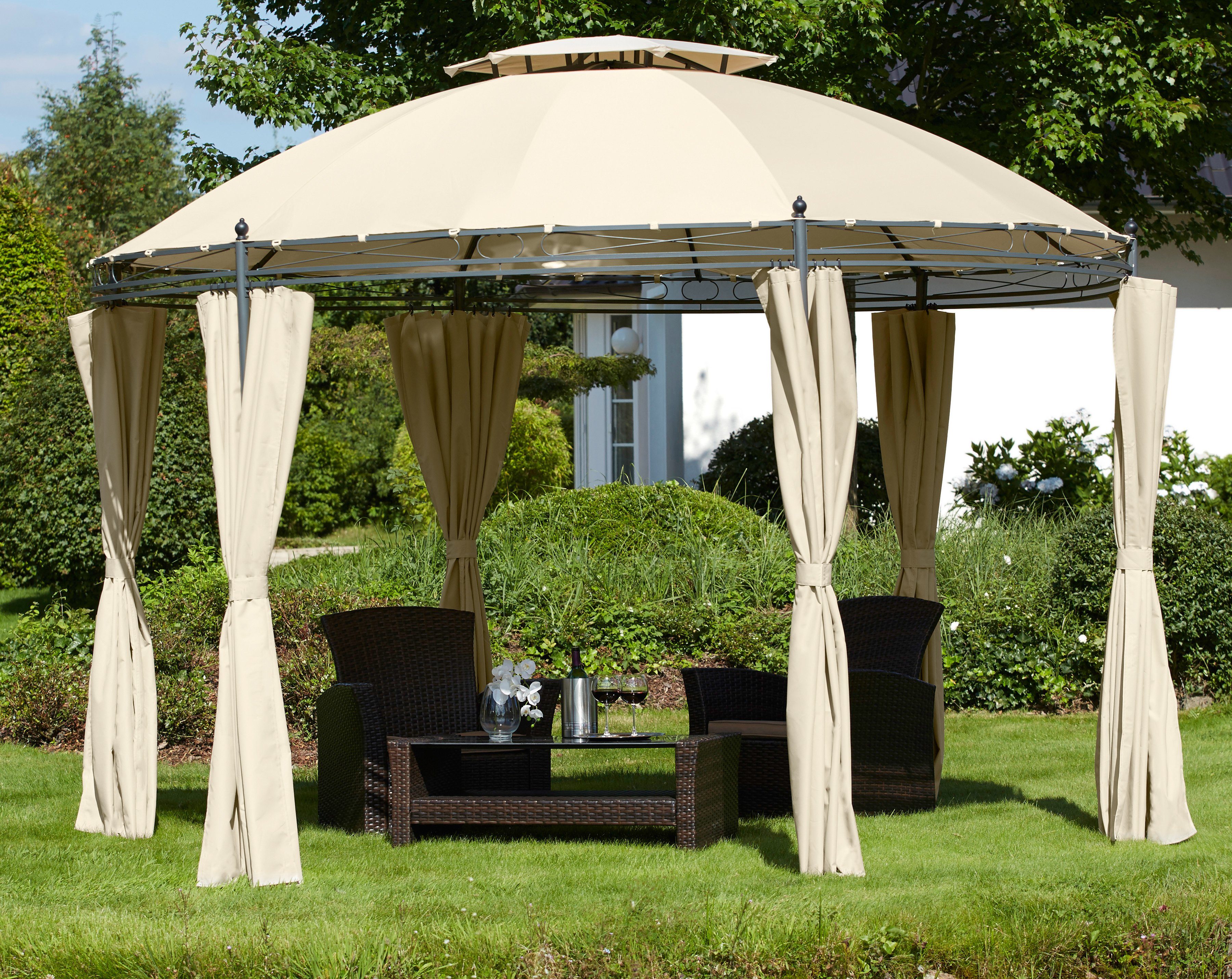 KONIFERA Pavillon Tino, mit 6 Seitenteilen, (Set), BxT: 350 x 350 cm