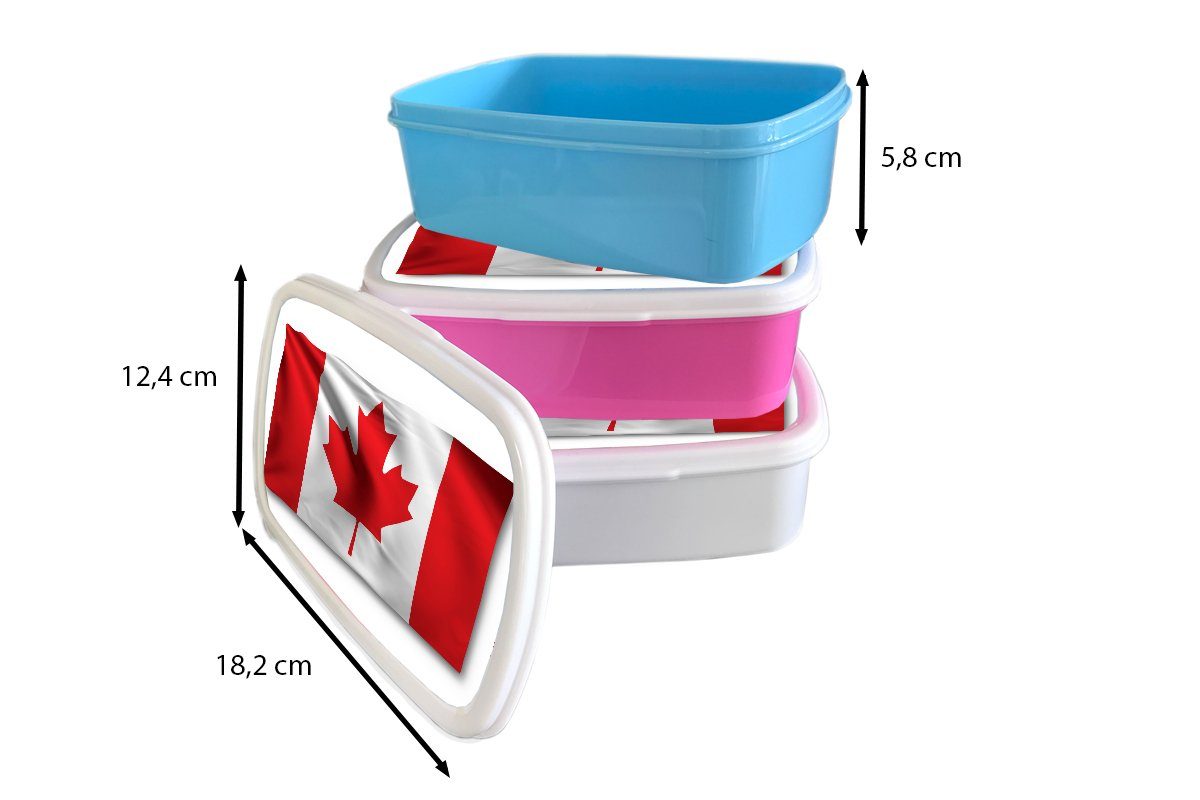 MuchoWow Lunchbox von Flagge Kinder Erwachsene, und Brotdose, für Brotbox Kanada Wellen Mädchen mit weiß und Schatten, Jungs und Kunststoff, (2-tlg), für