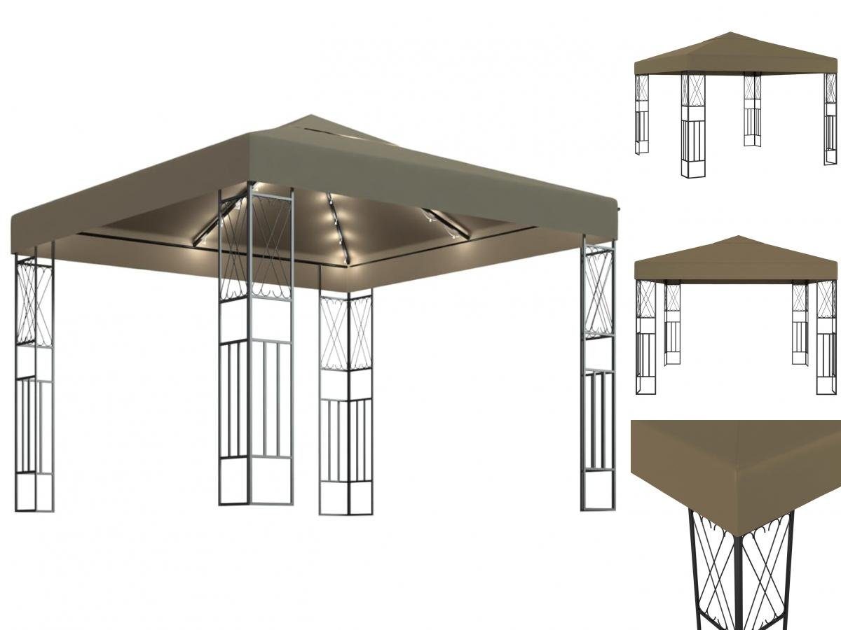 vidaXL Pavillon »Pavillon Gartenzelt mit LEDLichterkette 3x3 m Taupe