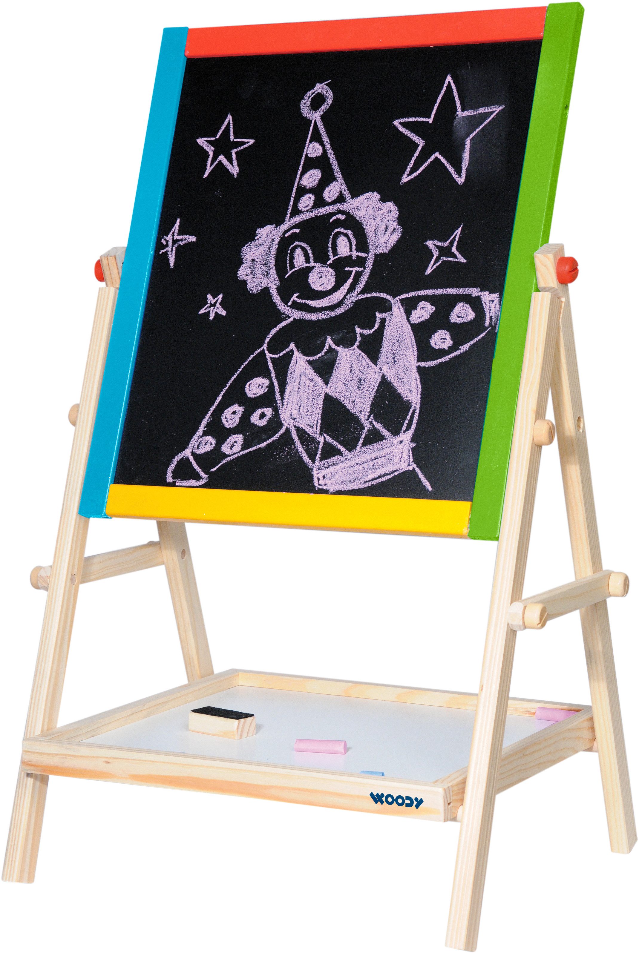 Woodyland Lernspielzeug 10101 magnetische Tischtafel mit Blackboard Kreide + Whiteboard, Wahlweise 2 in 1 Black-/Whiteboard Tischtafel ODER Tafel mit Magnetset