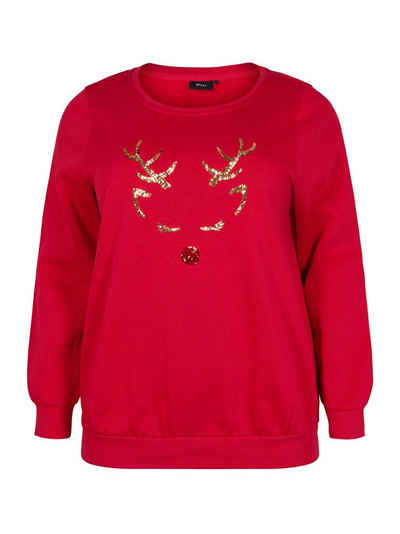Zizzi Sweatshirt CHRISTMAS (1-tlg) Pailletten