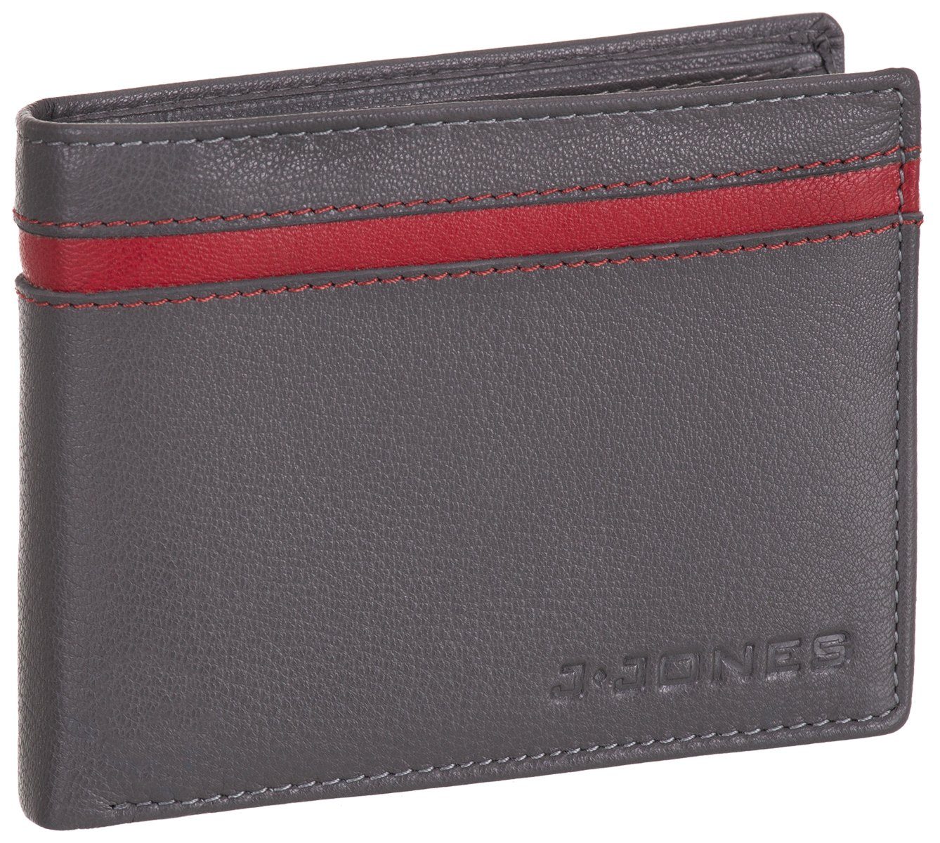 J.Jones Geldbörse, Geldbörse faltbar Echt Leder RFID-Schutz mit Münzfach Portemonnaie Geldbeutel grau