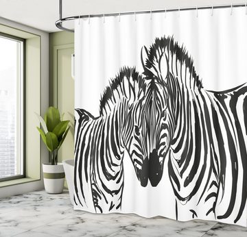 Abakuhaus Duschvorhang Moderner Digitaldruck mit 12 Haken auf Stoff Wasser Resistent Breite 175 cm, Höhe 180 cm, Safari Monochrome Jungle Zebras