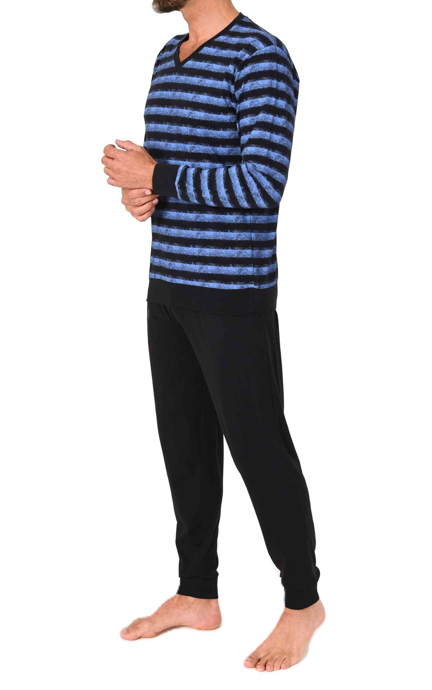 Normann Pyjama Normann Herren langarm Pyjama mit Bündchen in toller Streife günstig online kaufen