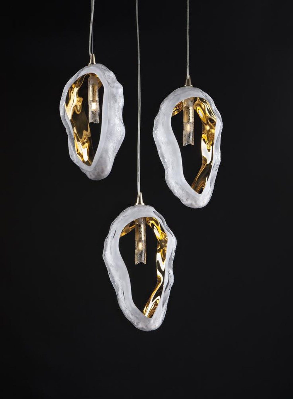 JVmoebel Hängeleuchten Kristall Lüster in Silber mit eleganten Glaselementen, Transparent-Amber, Made in Europa