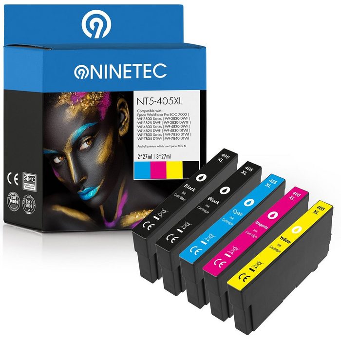 NINETEC 5er Set ersetzt Epson 405XL Multipack Tintenpatrone