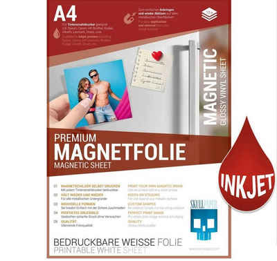 Skullpaper Magnetfolie Premium Magnetfolie A4 Format für Tintenstrahldrucker, (Magnetfolie, 10St.}, 10 A4 Bögen), magnetisch