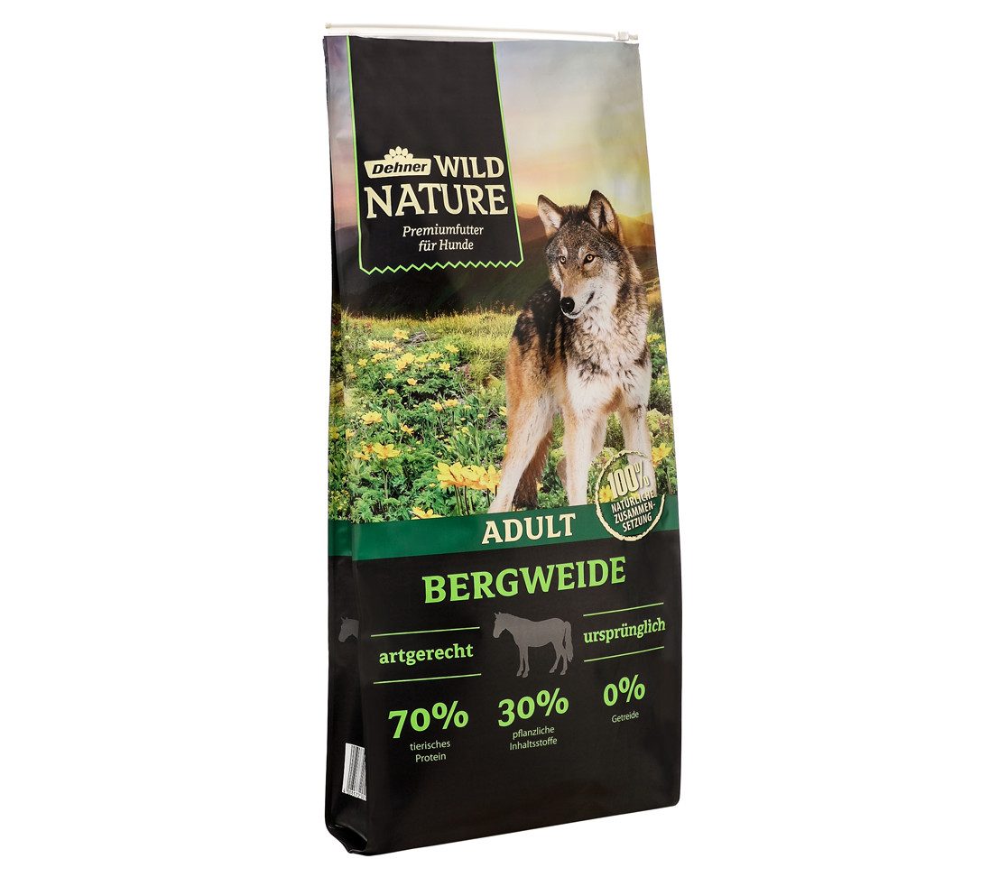 Dehner Wild Nature Bergweide Adult Pferd, 4 kg/12 kg, getreidefrei/zuckerfrei Pferd, 12000g, Сухий корм для тварин für ausgewachsene Hunde
