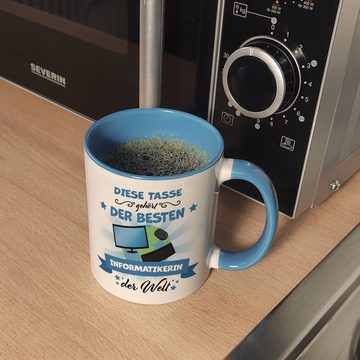 speecheese Tasse Beste Informatikerin der Welt Kaffeebecher Hellblau