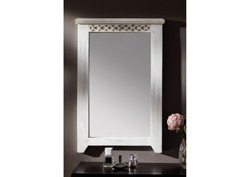Massivmoebel24 Spiegel CASTLE-ANTIK (Shabby chic Spiegel mit romantischen Verzierungen, weiß gewachst 60x3x90 Mango / Akazie montiert)