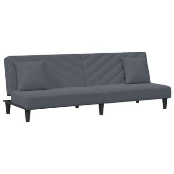 vidaXL Sofa 2-tlg. Sofagarnitur mit Kissen Dunkelgrau Samt