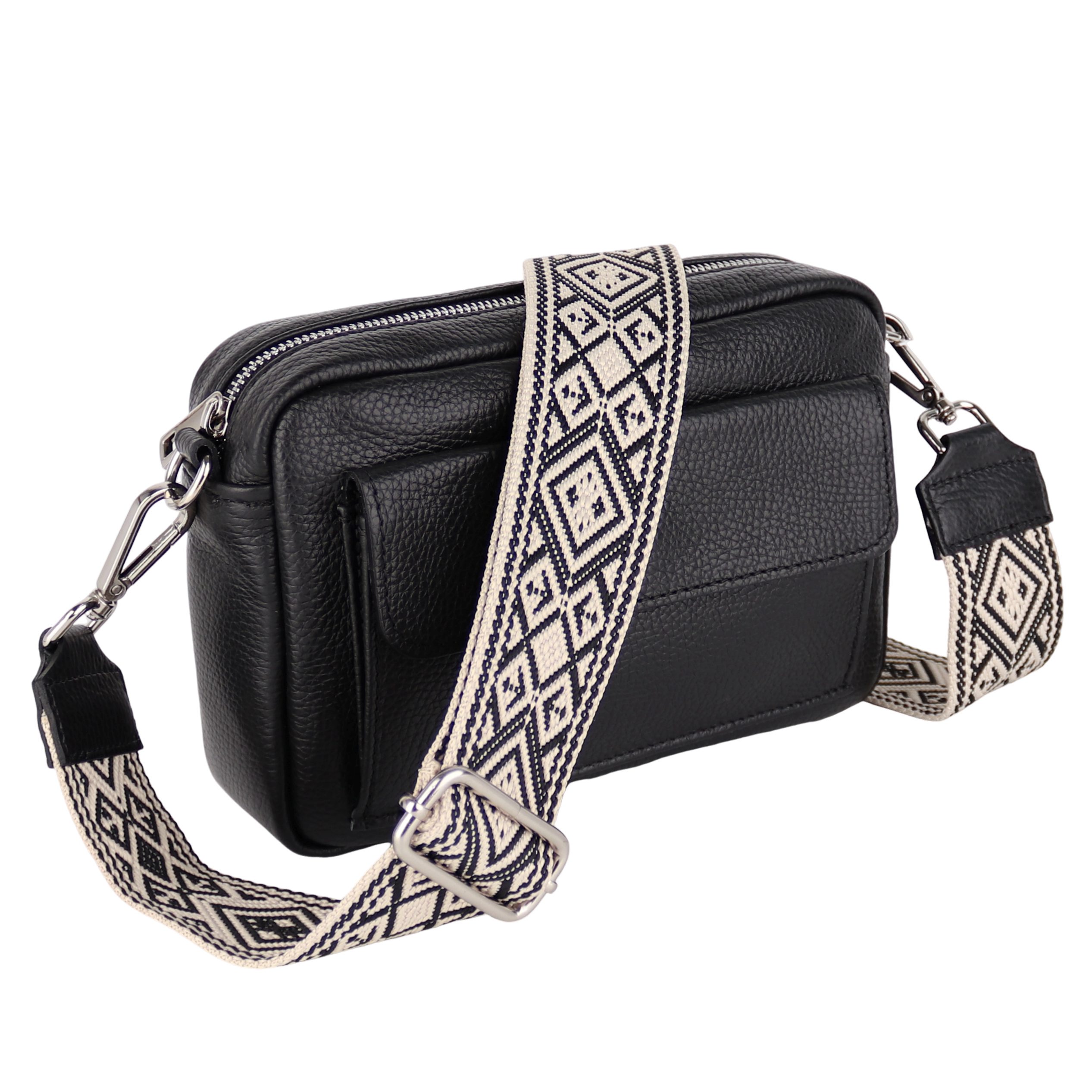 Umhängetasche Damen Crossbody Bag, aus Echtleder,Made in Italy