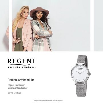Regent Quarzuhr Regent Damen Armbanduhr Analog, Damen Armbanduhr rund, extra groß (ca. 32mm), Metallarmband