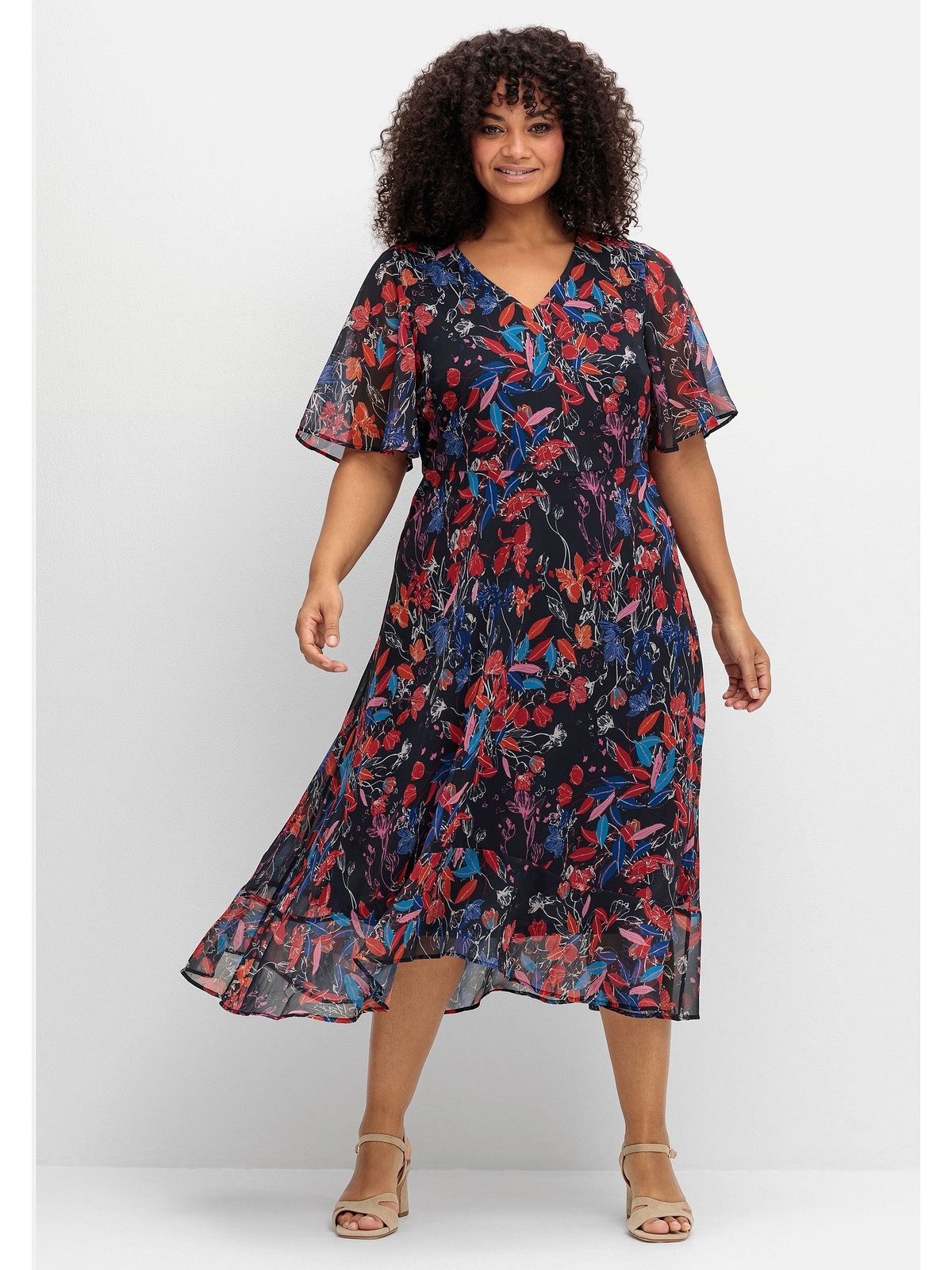 Sheego Chiffonkleid Große Größen mit Blumendruck günstig online kaufen