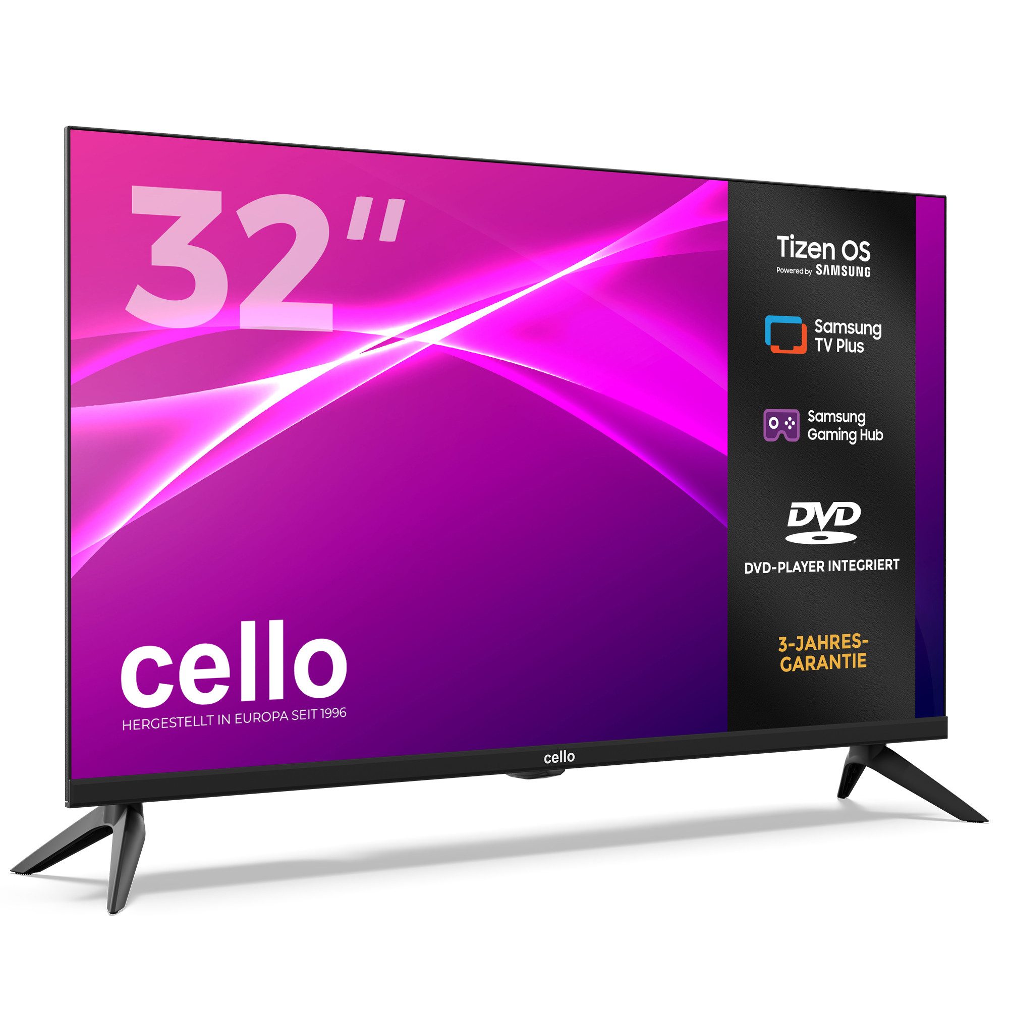Cello C3226TZF LED-Fernseher (81 cm/32 Zoll, Full HD, Smart-TV, Tizen OS Smart TV, integrierter DVD‑Player, WLAN & Bluetooth)