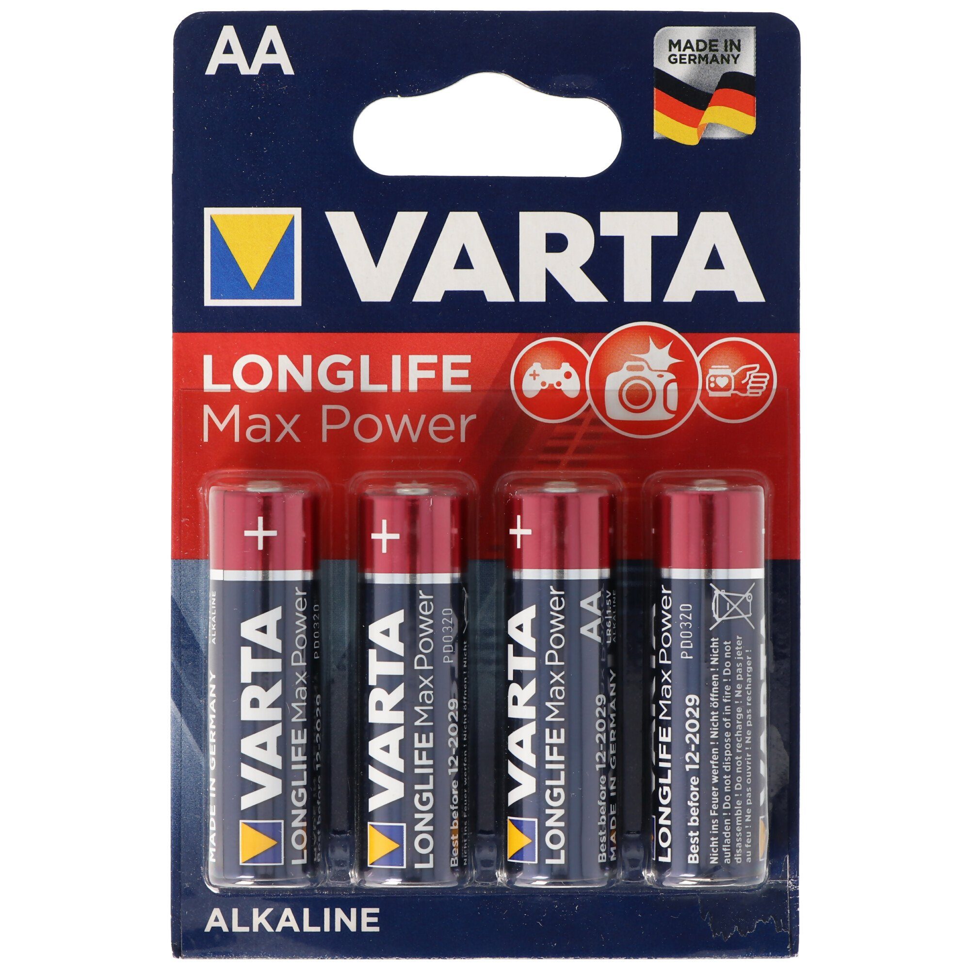 VARTA Varta Longlife Max Power (ehem. Max-Tech) 4706 Mignon AA 4-er Blister Batterie, (1,5 V)