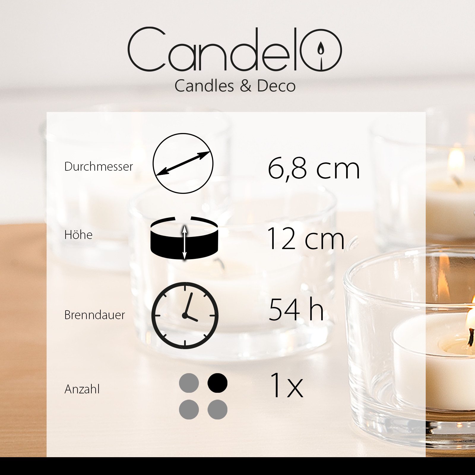 Candelo Stumpenkerze Rustic Stumpenkerze - Creme - 12cm - ca. 54 Std Brenndauer