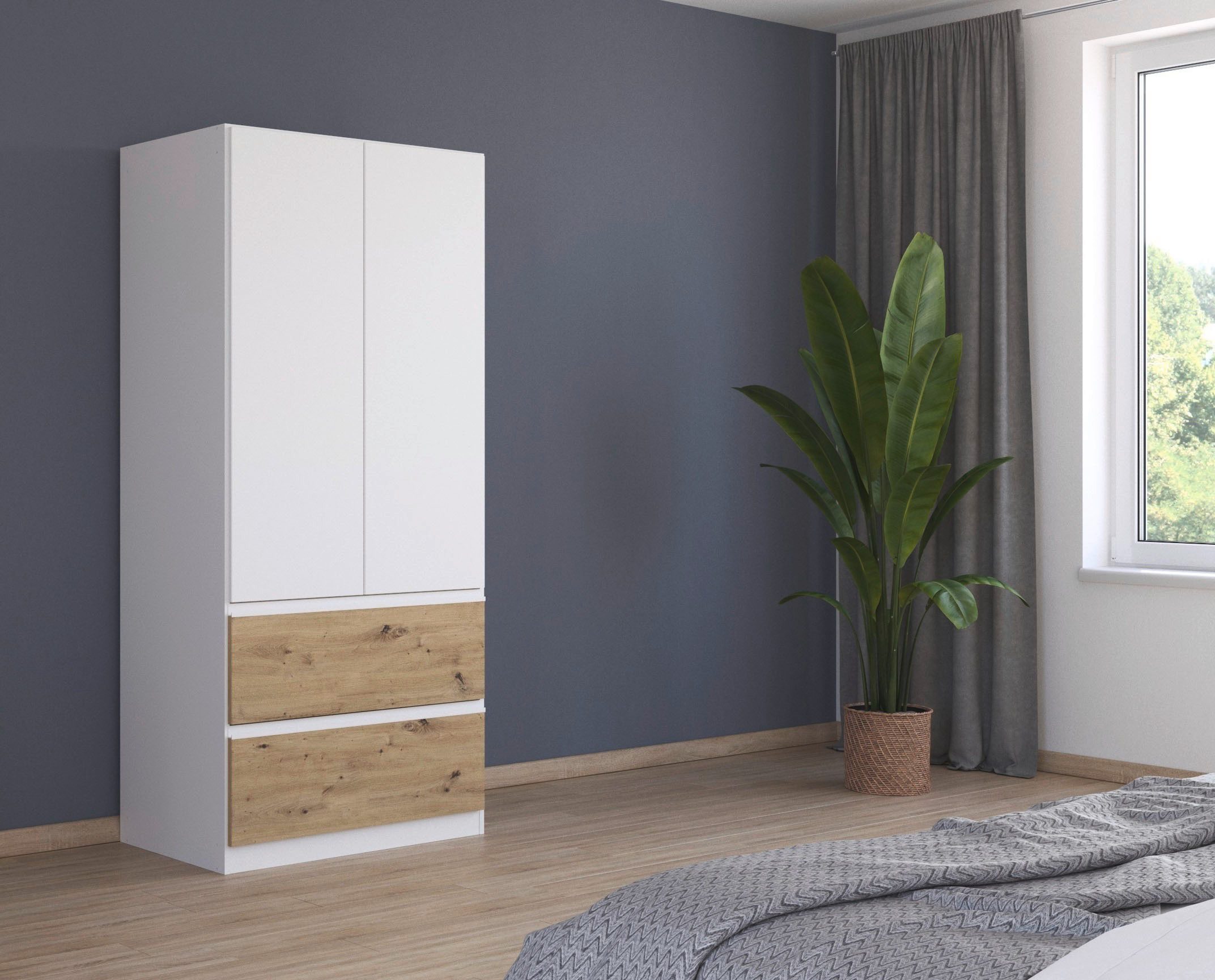 rauch Drehtürenschrank Kleiderschrank Schrank Garderobe COSTA in den Breiten 91/136/181 cm (in 3 Ausstattungen BASIC/CLASSIC/PREMIUM) viel Platz, grifflose Front und Push-to-Open Funktion MADE IN GERMANY