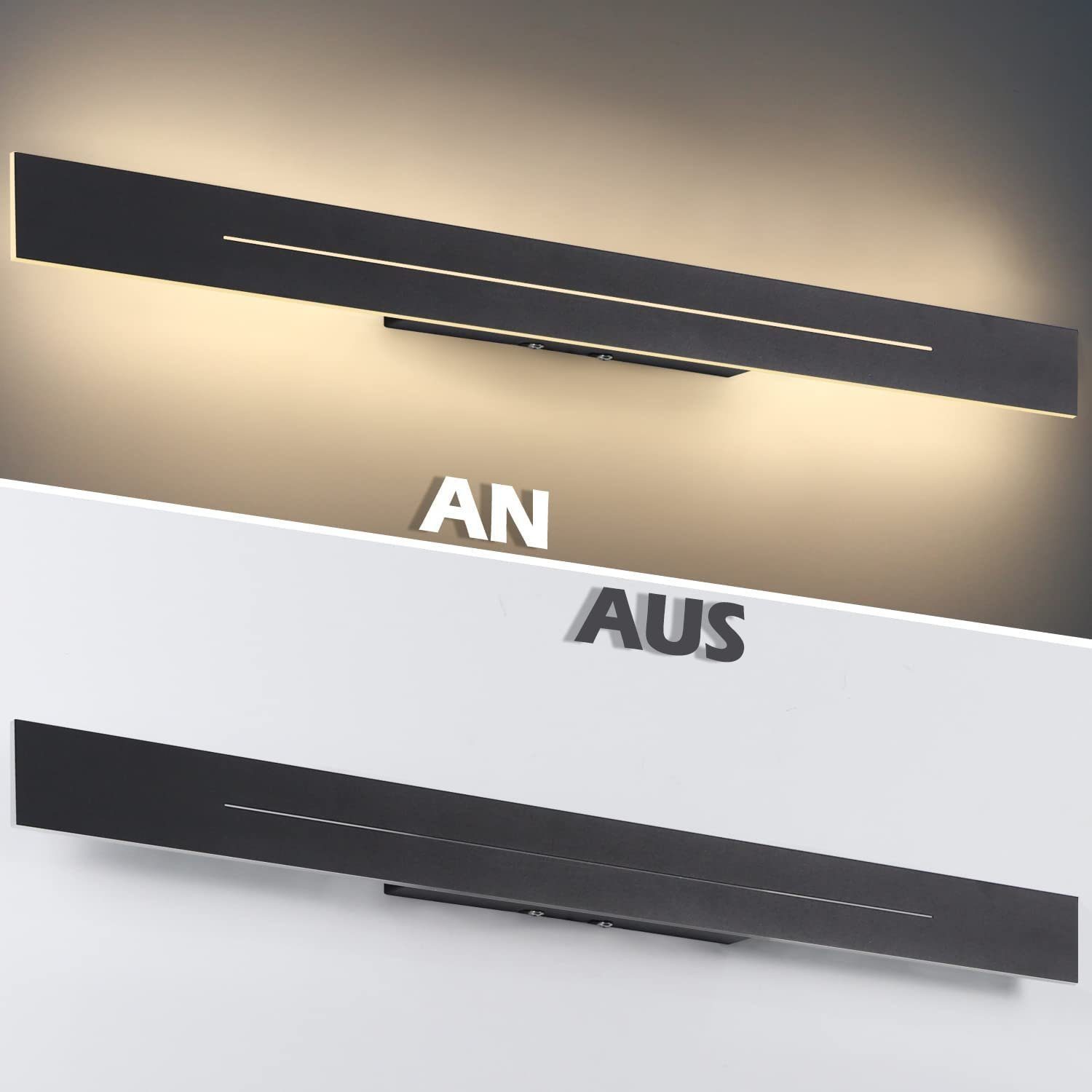 Nettlife LED Wandleuchte LED Wandleuchte 100cm Schwarz warmweiß schlanke, LED fest integriert, Warmweiß, für Treppenhaus Schlafzimmer Flur Wohnzimmer Kinderzimmer