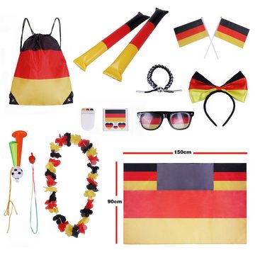 GalaxyCat Kostüm Fußball EM 2024 Deutschland Fan Set für Damen, 11-teilig, Fanpaket, Fan Paket Deutschland