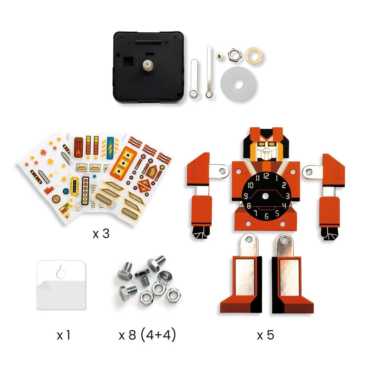 DJECO Kreativset DIY: Wanduhr Roboter Bastelset für Kinder