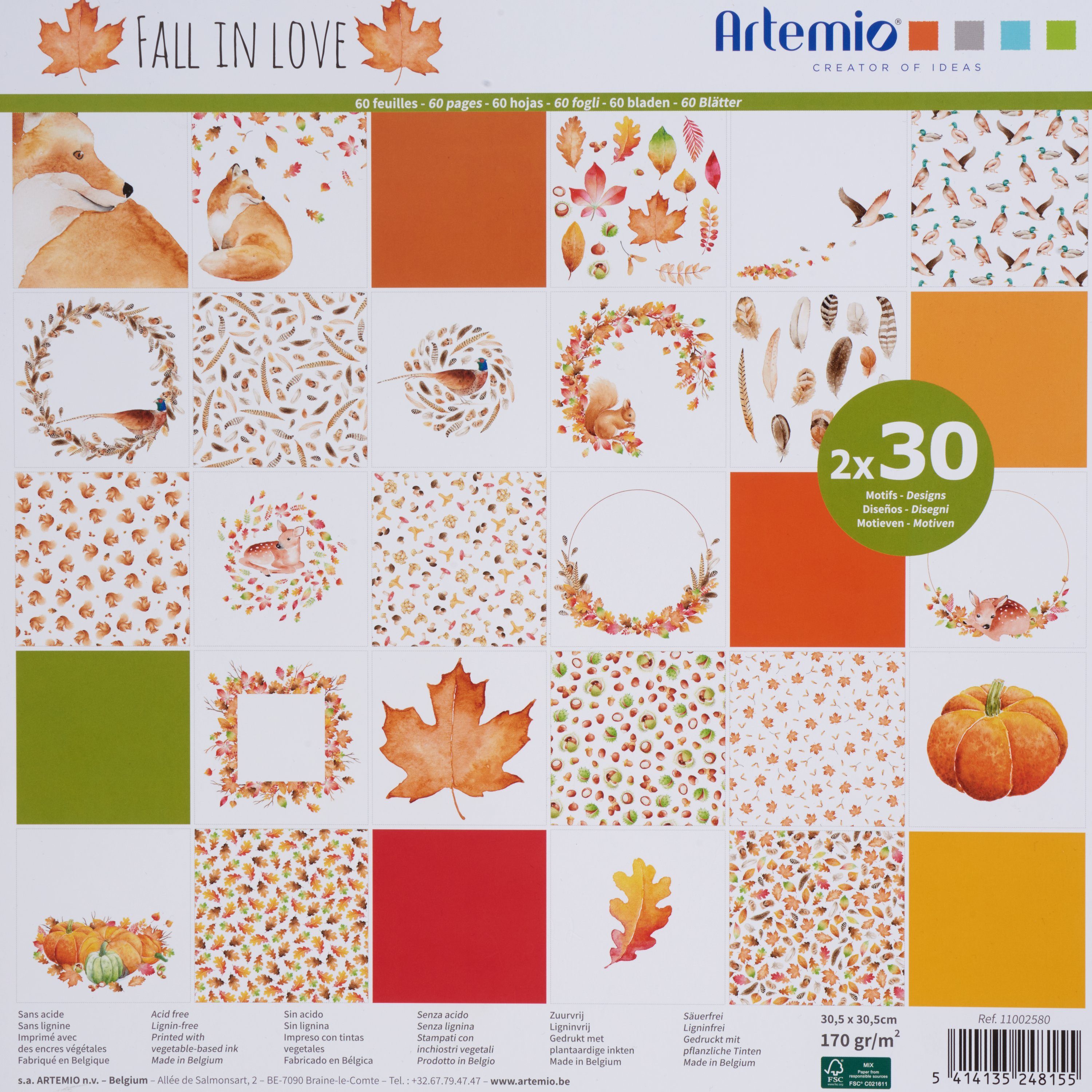 Artemio Motivpapier Scrapbook-Block Fall in Love, 60 Bogen