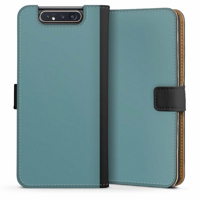 DeinDesign Handyhülle Art Blau einfarbig Petrol Samsung Galaxy A80 Hülle Handy Flip Case Wallet Cover