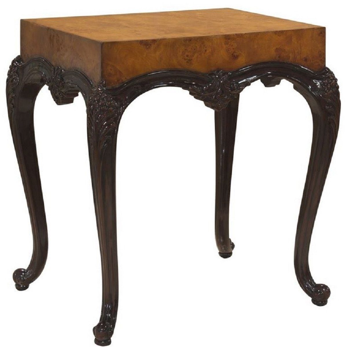 - Prunkvoller Schwarz Beistelltisch Hellbraun Padrino Möbel im Barock / Barock Barockstil Casa Massivholz - Beistelltisch Tisch Luxus