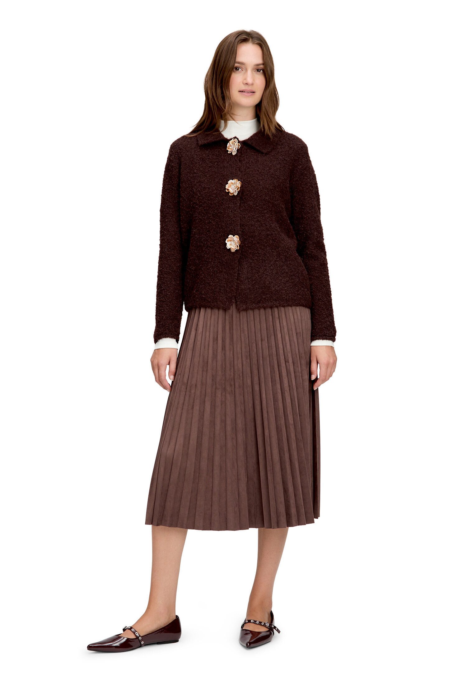 Cartoon Strickjacke Damen mit Kragen (1-tlg)