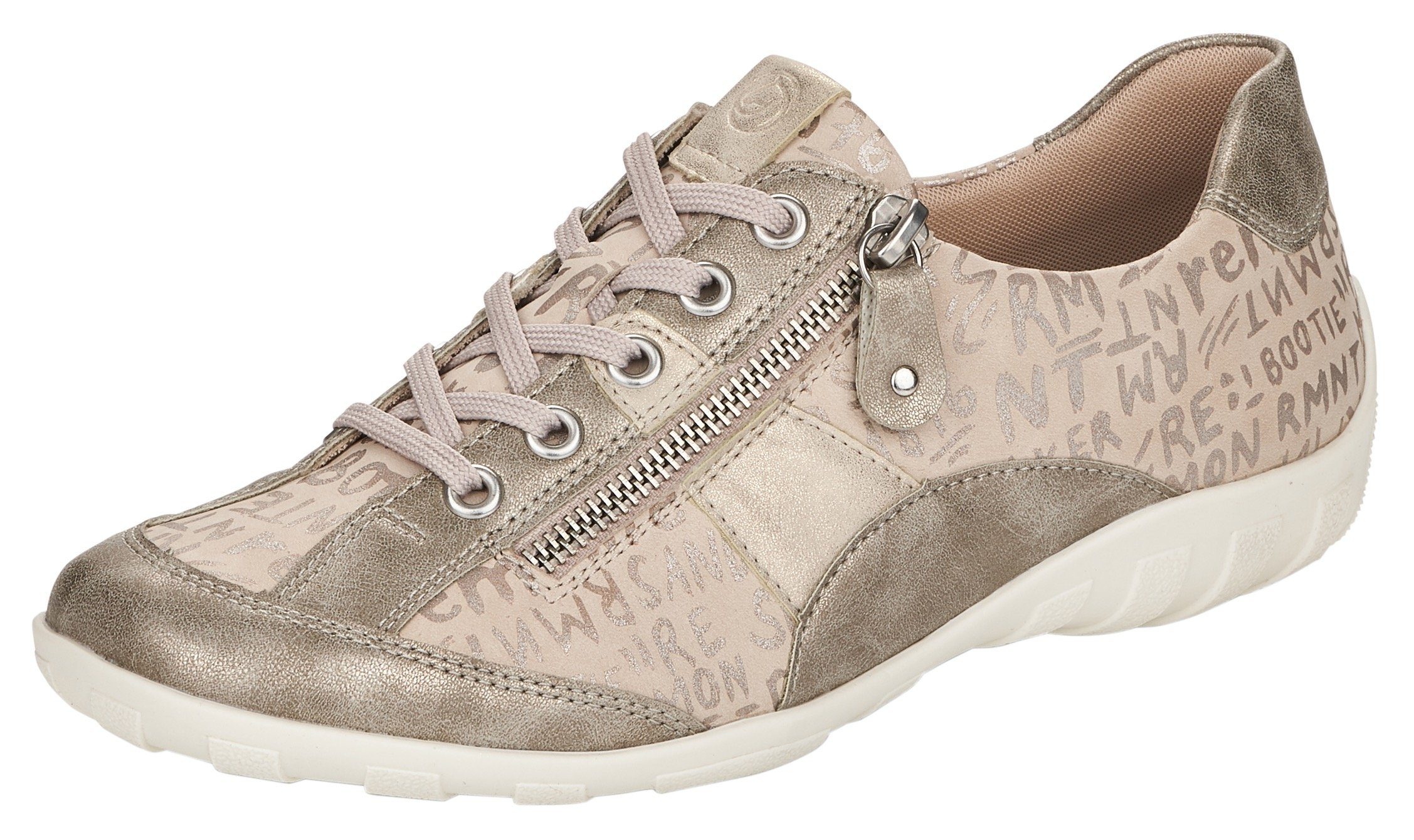 Remonte Schnürschuh Metallic-Schimmer mit feinem beige