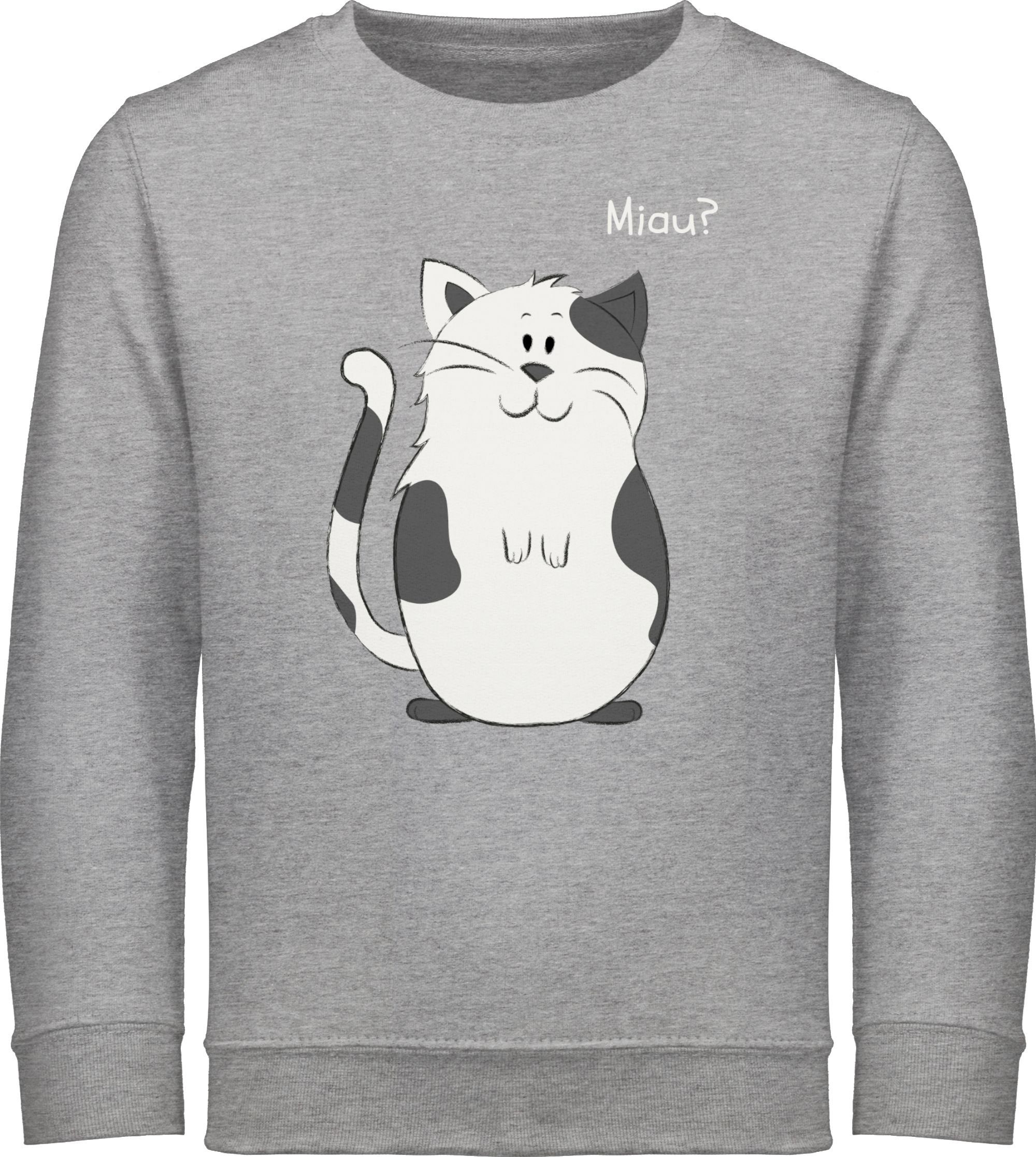 Shirtracer Sweatshirt lustige Katze Tiermotiv Animal Print 2 Grau meliert