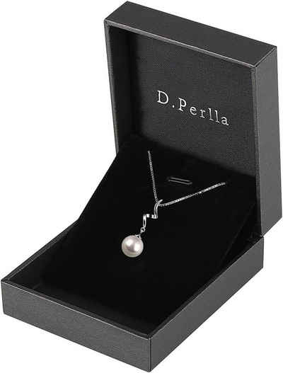 D. Perlla Perlenkette Perlenzauber: Muschelperlen-Spiralhalskette in 925er Silber, 45 cm (1x Perlenhalskette inkl. Geschenbox), 925 Sterlingsilber, nickelfrei, hochwertige Verarbeitung