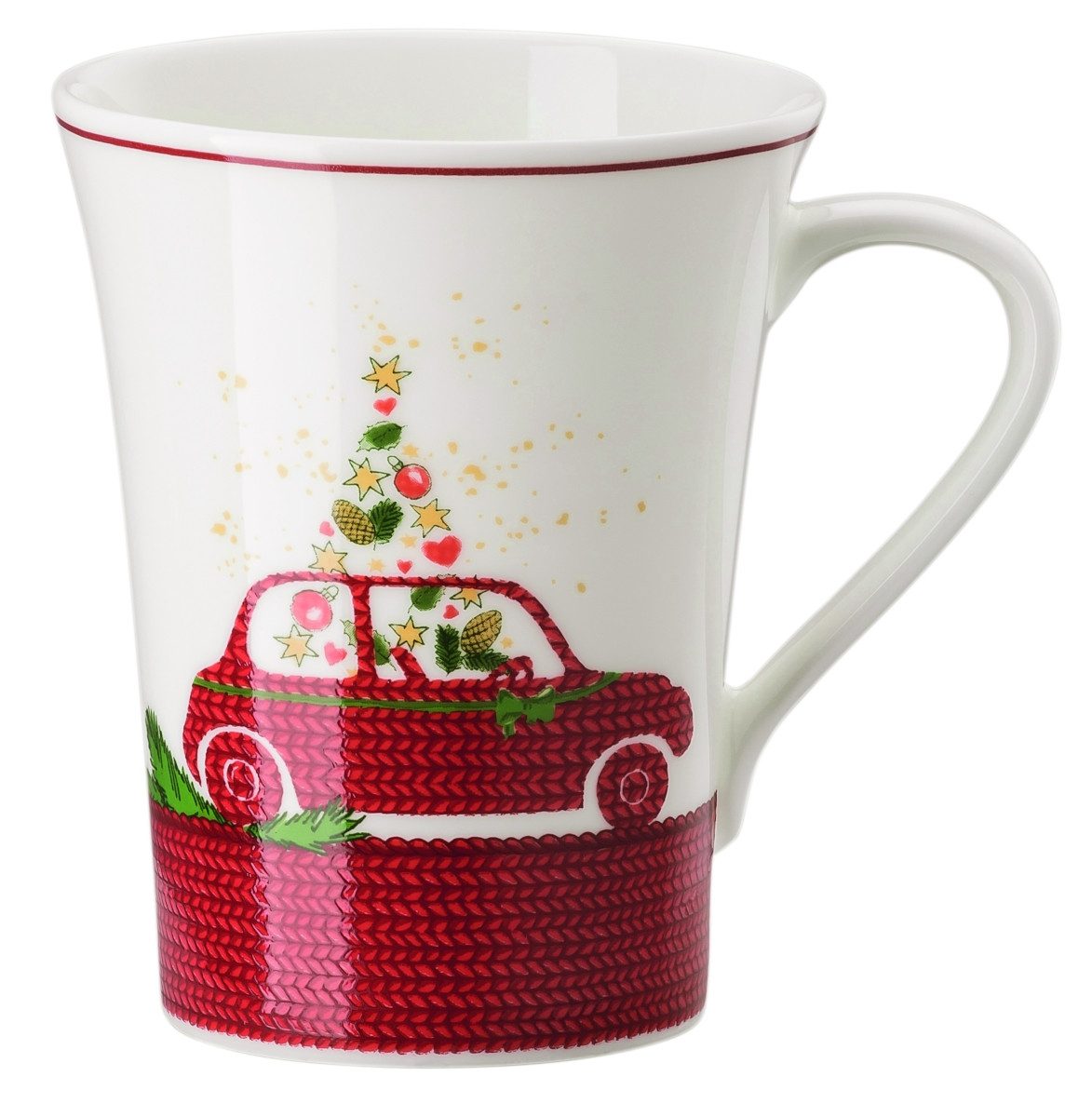 Hutschenreuther Becher Nora Weihnachtszeit Auto Becher mit Henkel 0,4 l, Porzellan