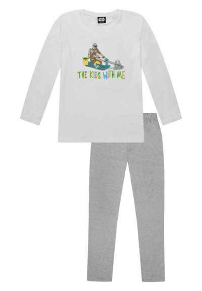 Star Wars Schlafanzug Yoda Mando Kinder Jungen Pyjama langarm Nachtwäsche (2 tlg)