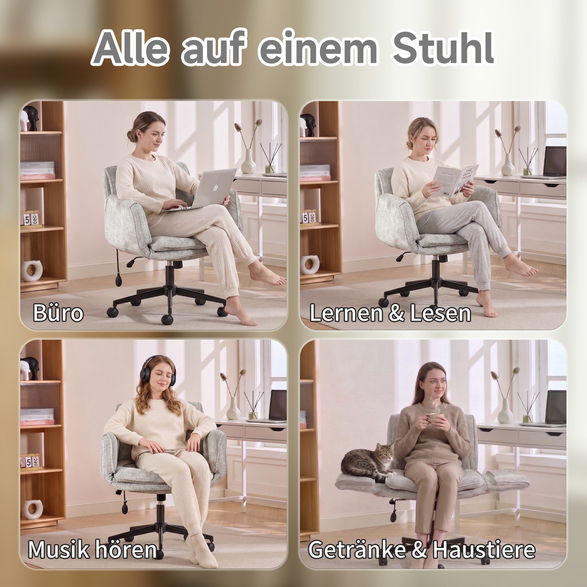 Vankel Bürostuhl Ergonomischer Schreibtischstuhl mit breitem Sitz & Lordosenstütze, Ergonomischer Drehstuhl mit breitem Sitz für Büro und Homeoffice – Bild 5 von 5