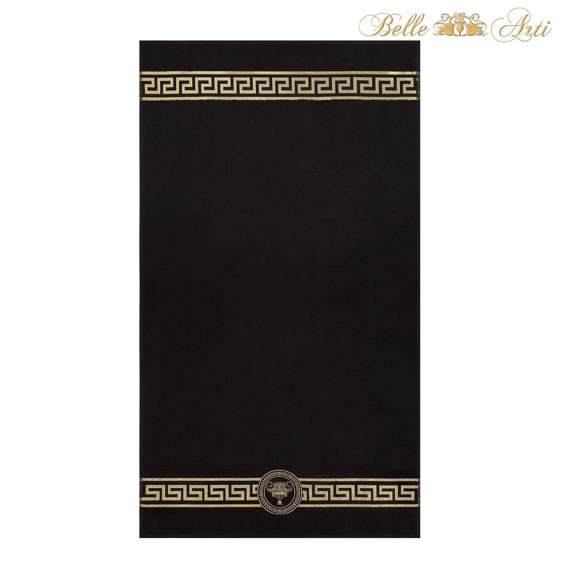 Belle Arti Handtücher Gästehandtücher Badetücher Duschtücher Saunatücher Mäander Amphore Set, (1-St), schwarz weiss, gold hochwertig eingestickt Baumwolle weich – Bild 3 von 5