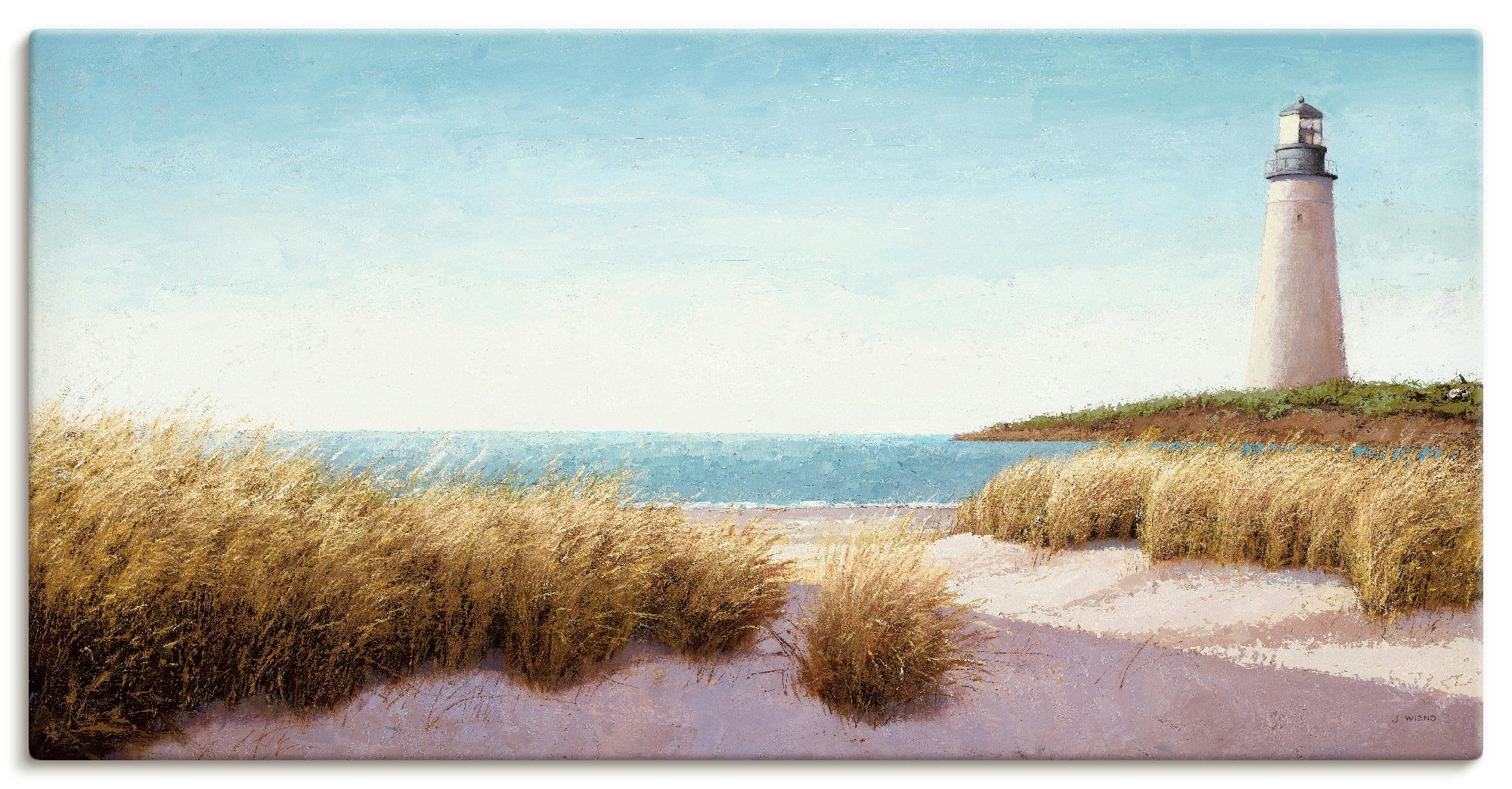 Artland Leinwandbild Leuchtturm am Meer, Gebäude (1 St), auf Holzrahmen gespannt