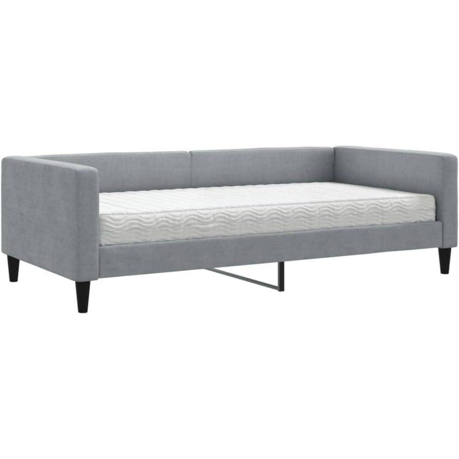 LuxusKollektion Schlafsofa Tagesbett Sofabett Stoffcouch 2 Sitzer 100 x 200 mit Matratze Hellgrau