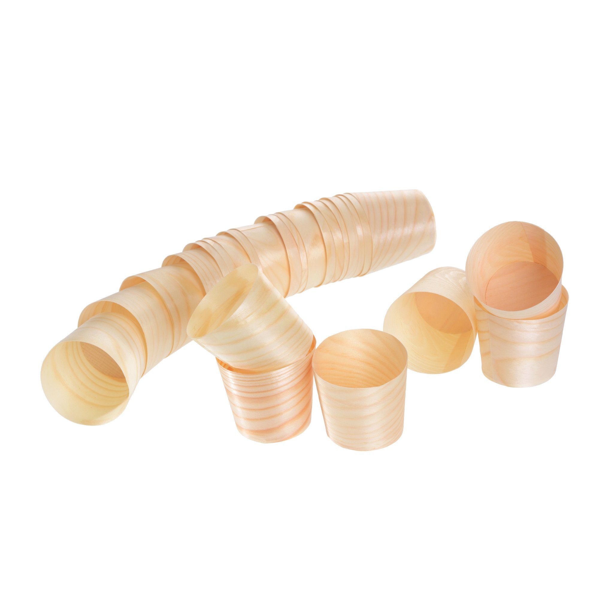 GRÄWE Einwegbecher GRÄWE Becher 25 Stück Naturholz Höhe 60mm unbehandelt, Kiefer