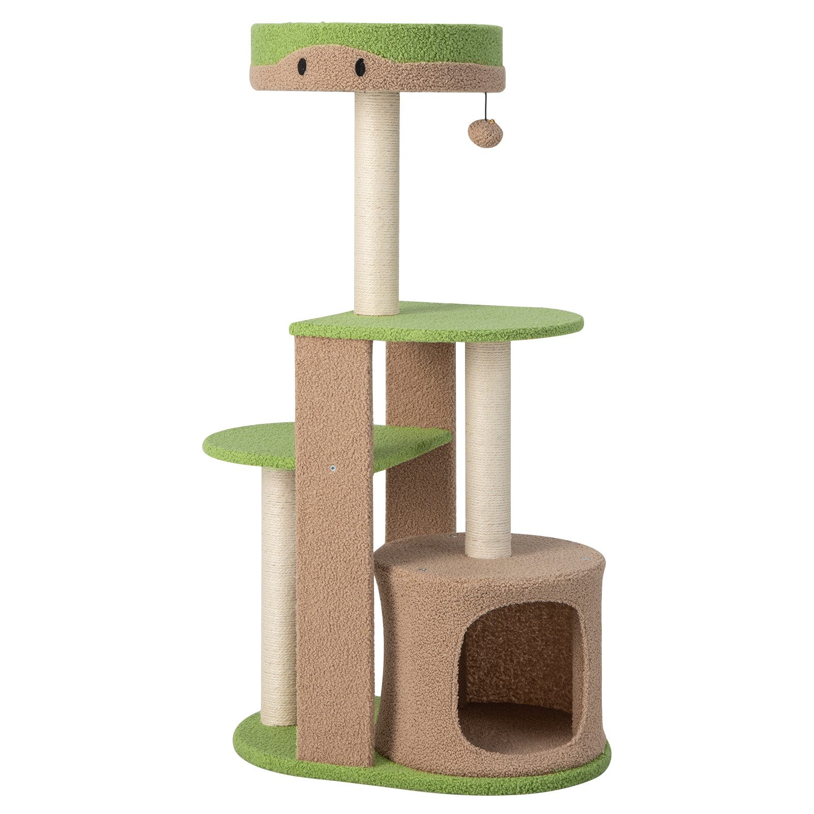 COSTWAY Kratzbaum 111cm Katzenbaum, mit Plattform & Katzenhöhle