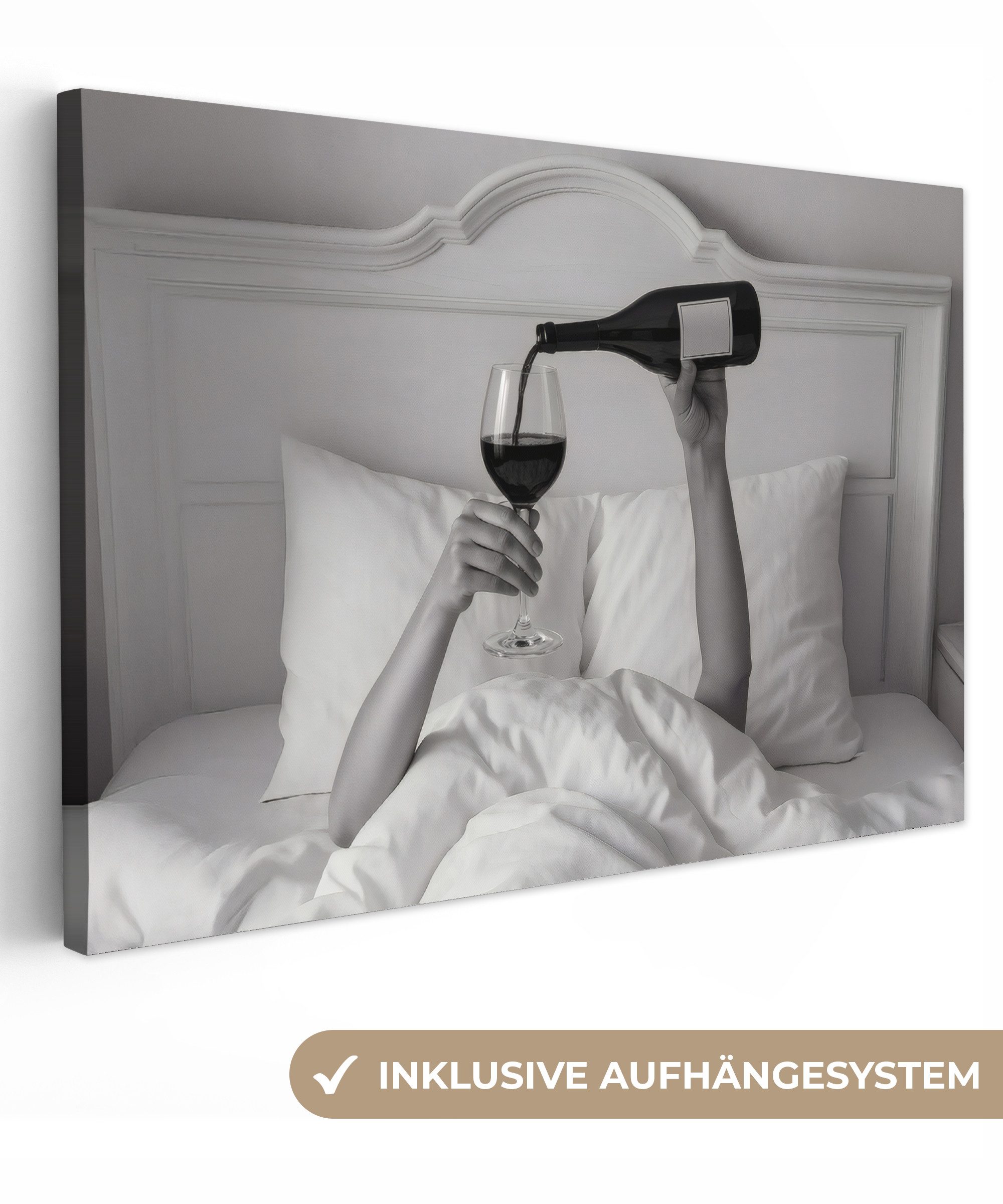 Leinwandbild Laken - Arme - Wein - Glas