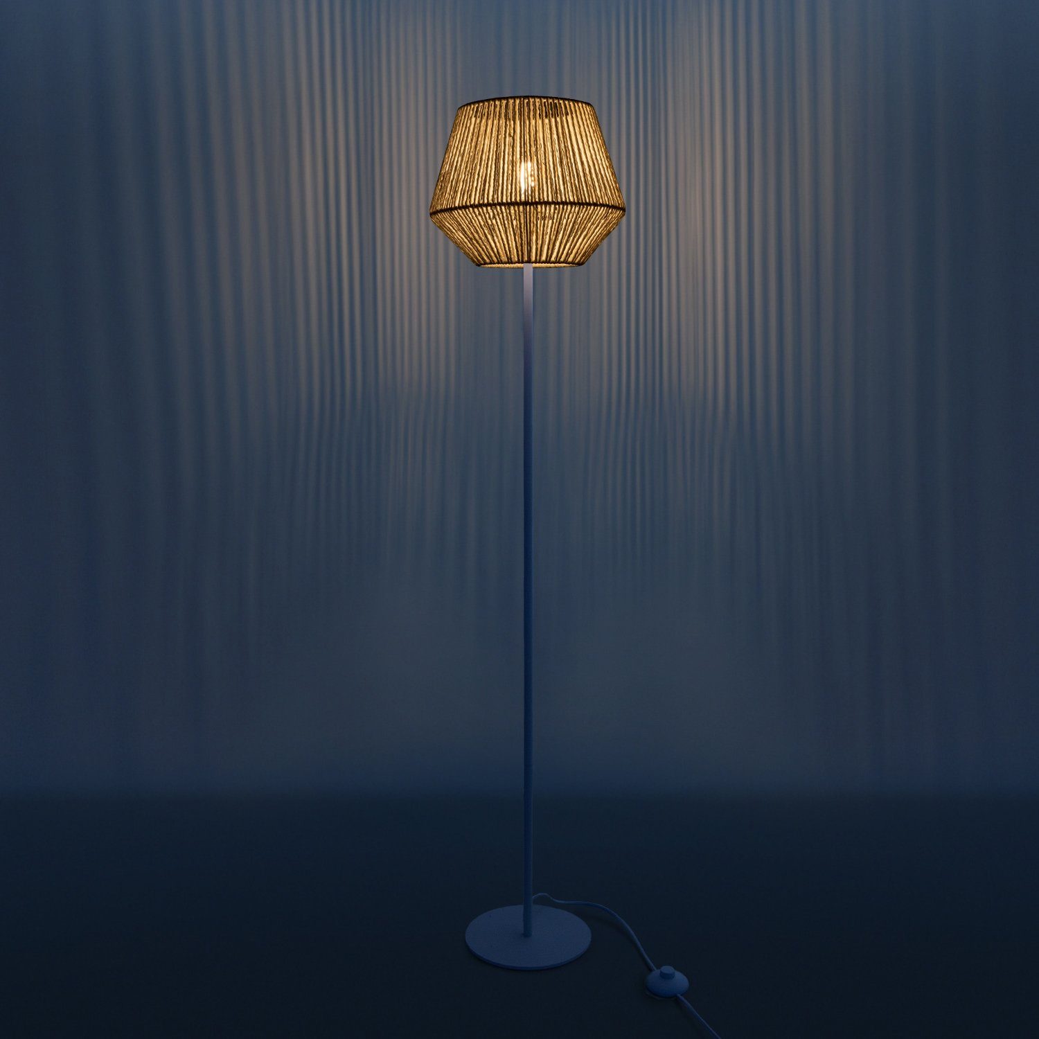 Optik E27 LED Leuchtmittel, Stehlampe Pinto, ohne Schlafzimmer Korb Home Paco Boho Wohnzimmer Modern
