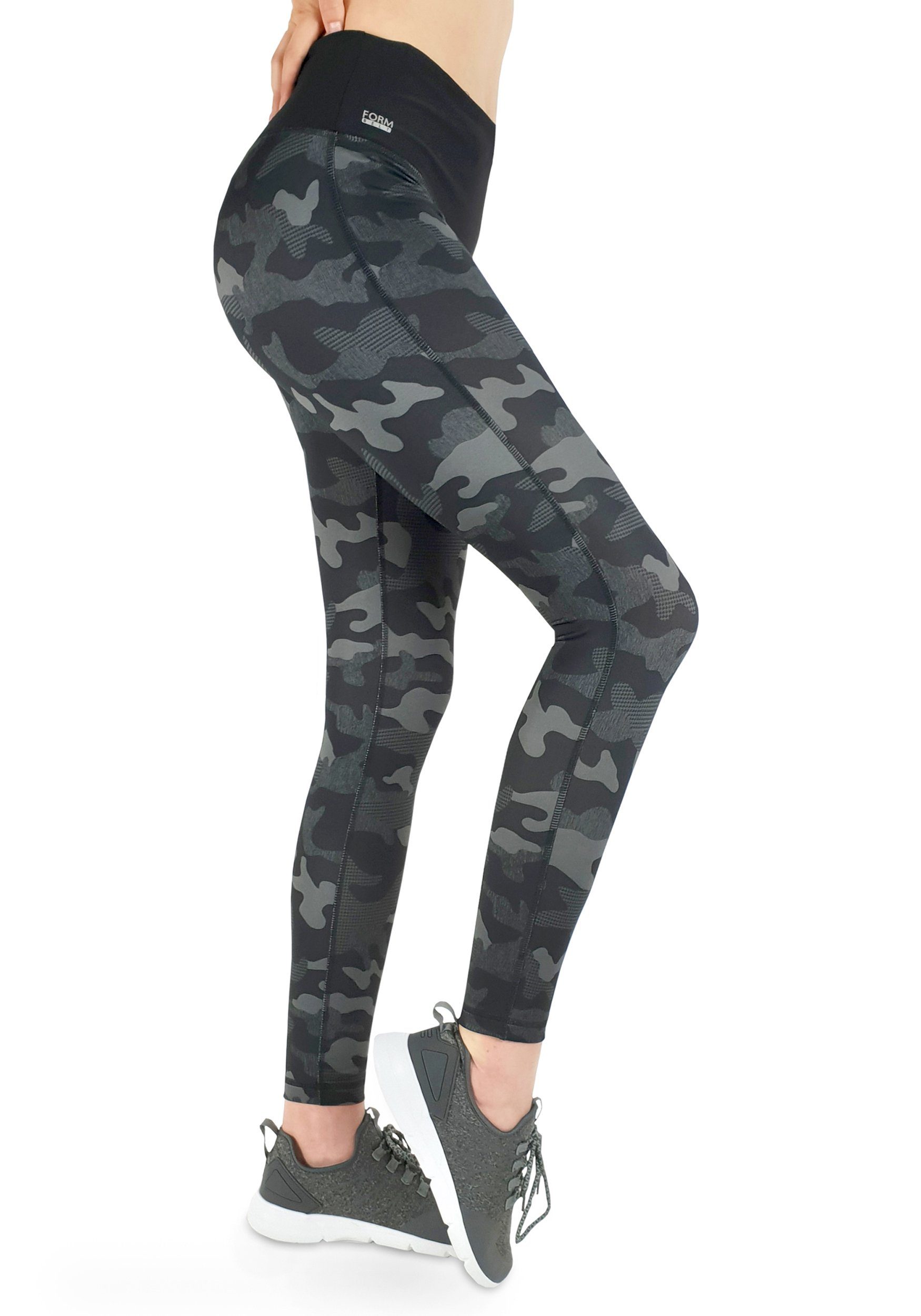 Highwaist Leggings Laufhose Damen lang mit Handytasche Hohem Bund Atmungsaktiv High Waist