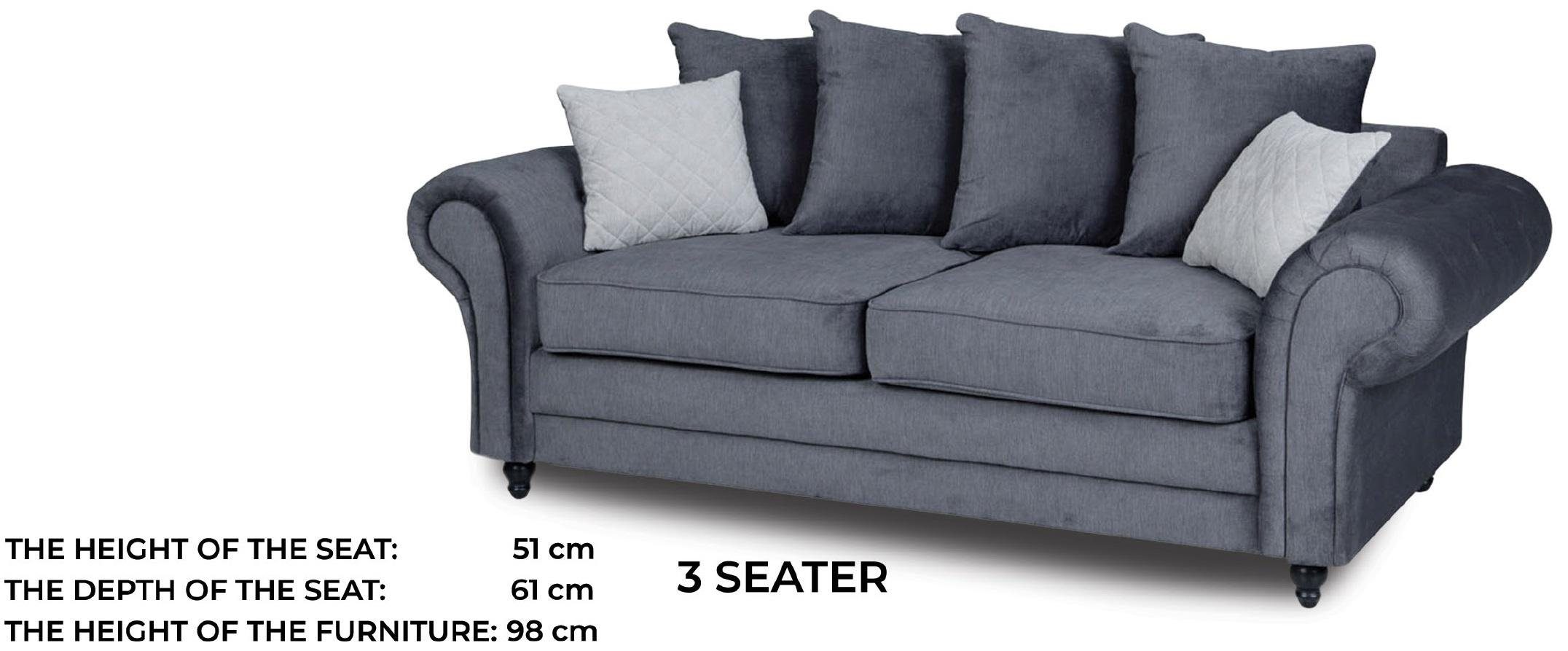 Polster Dreisitzer Neu, Grauer Europe Luxus JVmoebel Made Stilvoll moderne in Sofa Couch
