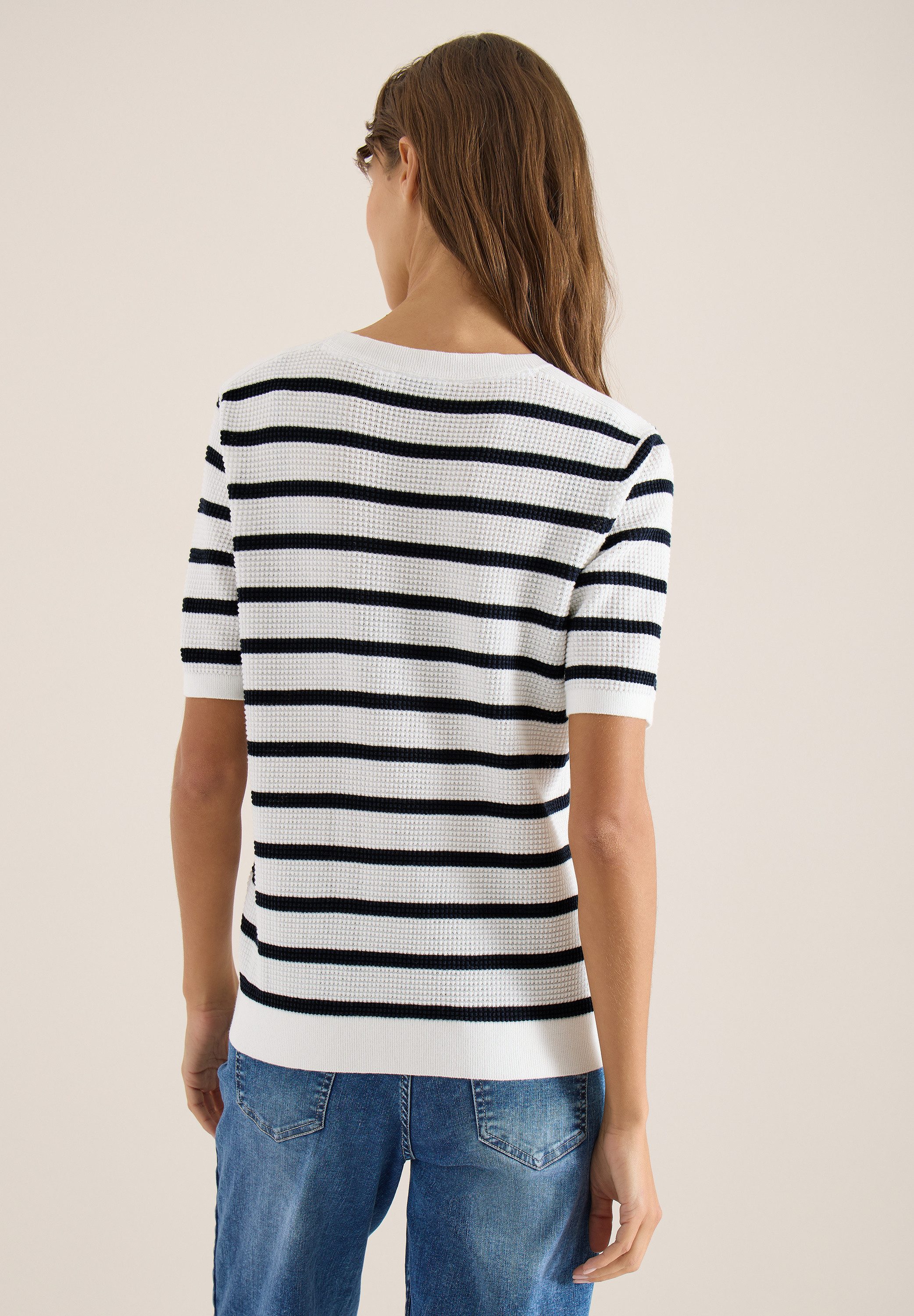 CECIL Kurzarmpullover aus reiner Baumwolle