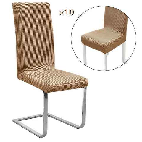 Stuhlhusse Stretch Stuhlbezug 10er Set Stuhlhussen Waschbar elastische, MOOHO