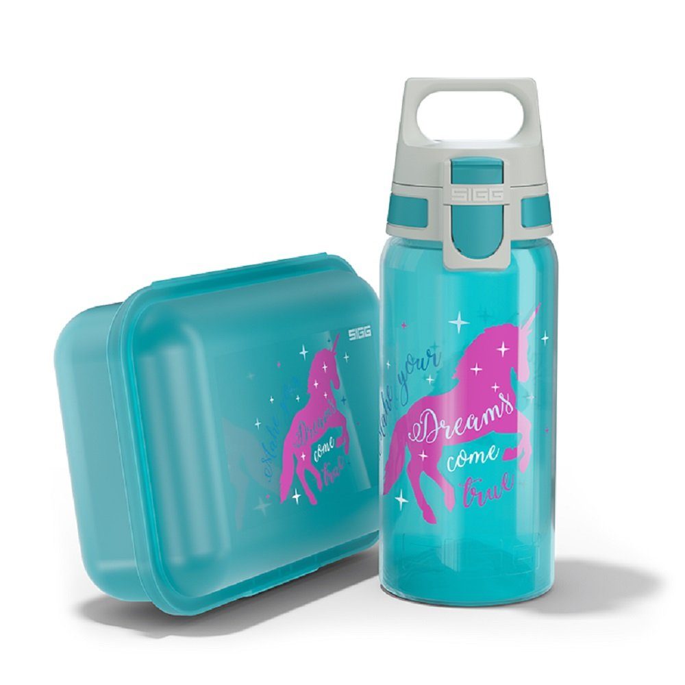 Sigg Lunchbox Kinder Trinkflasche VIVA Lunchbox Set Unicorn, inklusive Ihrer persönlichen Wunschgravur (Namengravur)